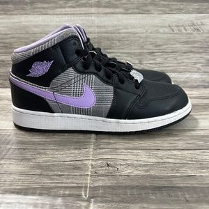 Nike Air Jordan 1 Mid SE GS Houndstooth Sneakers DC7226-015 Youth 6Y Women’s 8
